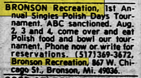 Bronson Recreation - July 1974 Article